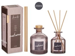 Acorde Mikado Diffuseur à Bâtonnets Lino 250 ml Noir Verre 8x12x8 cm (Set de 6)