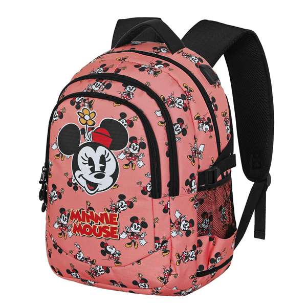 Karactermania Mochila Minnie Run Plus Fan - Sac à dos grande capacité avec port USB et dos ventilé - 44x34x21 cm