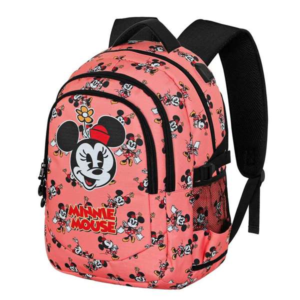 Karactermania Mochila Minnie Run Plus Fan - Sac à dos grande capacité avec port USB et dos ventilé - 44x34x21 cm