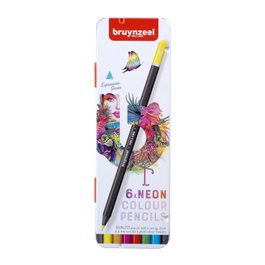 Bruynzeel Étui métallique de 6 crayons de couleur Expression tons néon