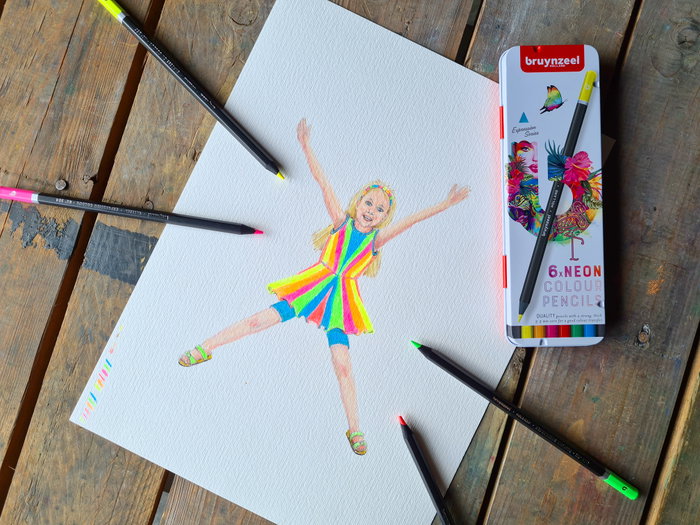 Bruynzeel Étui métallique de 6 crayons de couleur Expression tons néon
