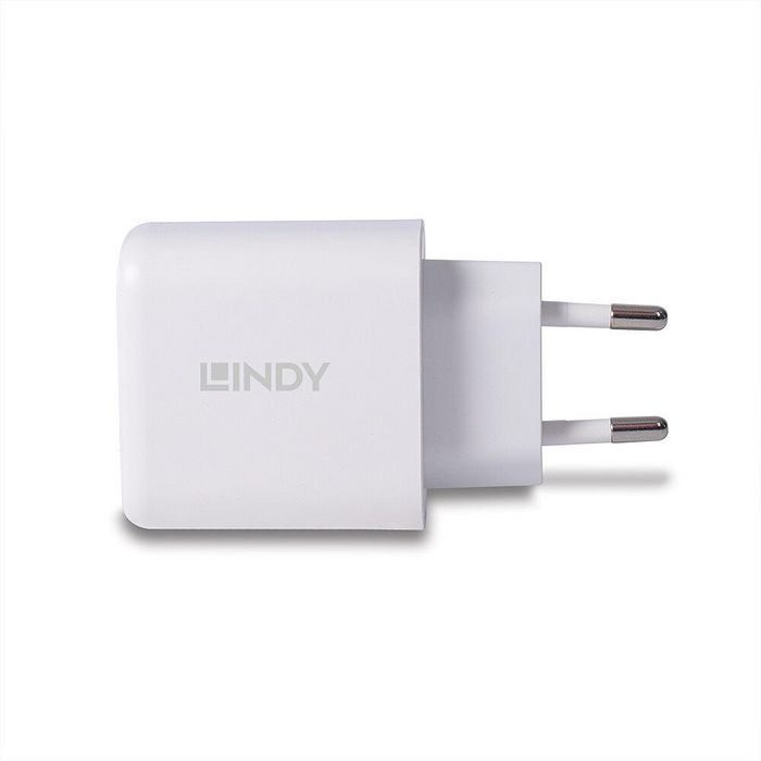 Lindy Chargeur Secteur Double Port USB Type-C PD 30W et USB Type-A 18W avec Charge Rapide pour Smartphones, Tablettes et Ordinateurs Portables