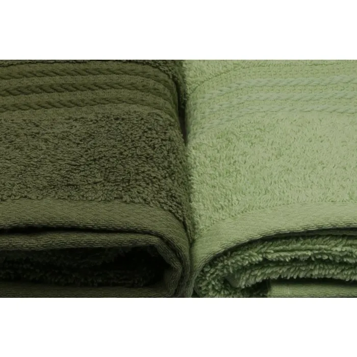 Ensemble de 4 serviettes de main en coton 100% - 50x90 cm - Vert - Pour salle de bain