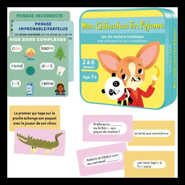 Asmodee - Jeu de cartes Mon Chihuahua en Pyjama, jeu de société familial en français avec 100 cartes, pour enfants à partir de 4 ans et 3 joueurs ou plus