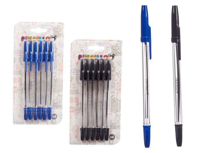 Pincello Lot de 6 stylos à bille assortis Couleurs aléatoires 10x21x2 cm Plastique (Set de 24) Pincello Lot de 6 stylos à bille assortis Couleurs aléatoires 10x21x2 cm Plastique (Set de 24)