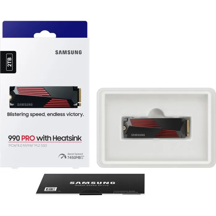 Samsung SSD Interne 990 PRO MZ-V9P2T0GW 2 To avec dissipateur thermique et éclairage RGB - Pour PS5, PC et DirectStorage