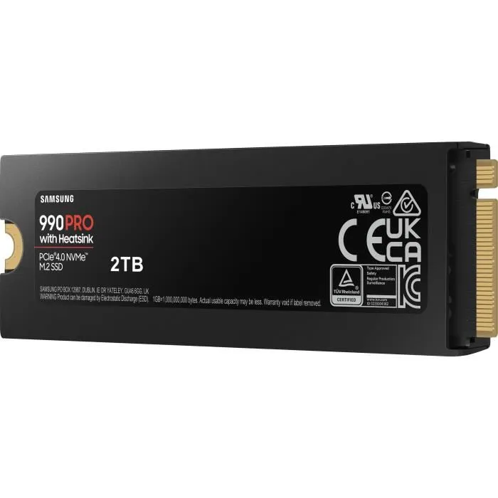 Samsung SSD Interne 990 PRO MZ-V9P2T0GW 2 To avec dissipateur thermique et éclairage RGB - Pour PS5, PC et DirectStorage