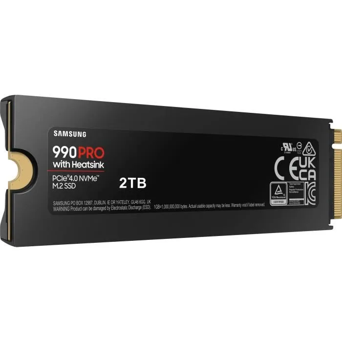 Samsung SSD Interne 990 PRO MZ-V9P2T0GW 2 To avec dissipateur thermique et éclairage RGB - Pour PS5, PC et DirectStorage