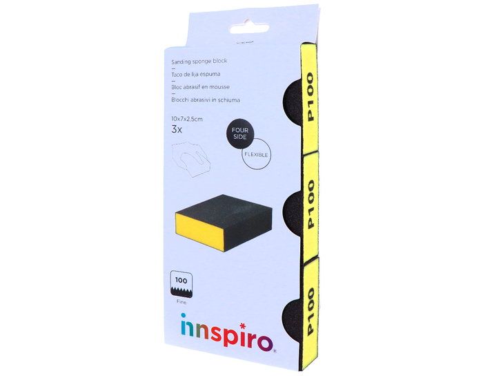 Innspiro Set de 3 blocs de ponçage en mousse flexible grain fin 100