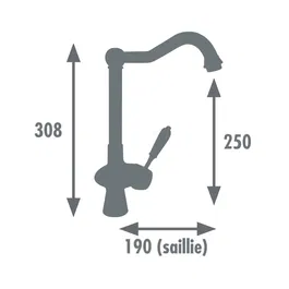 Edouard Rousseau - Mitigeur évier COOK chromé rétro - Laiton avec bec mobile et économie d'eau - Cartouche céramique