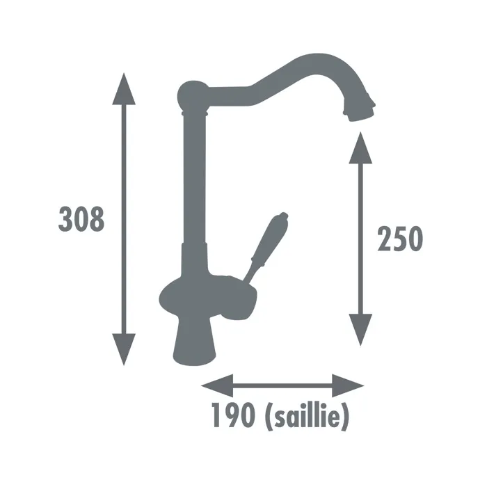 Edouard Rousseau - Mitigeur évier COOK chromé rétro - Laiton avec bec mobile et économie d'eau - Cartouche céramique
