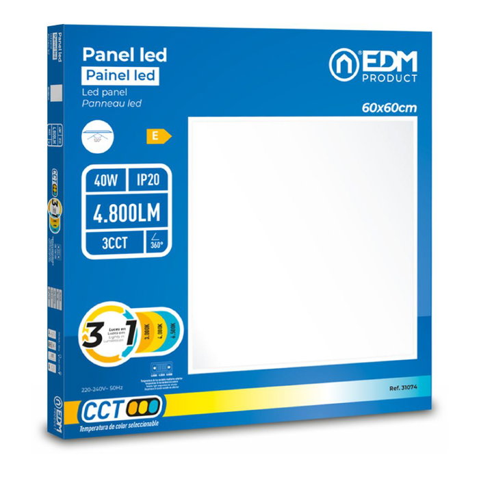 Edm Panneau LED 40W 3CCT (3000-4000-6500K) 4800 lm Edm Panneau LED 40W 3CCT (3000-4000-6500K) 4800 lm