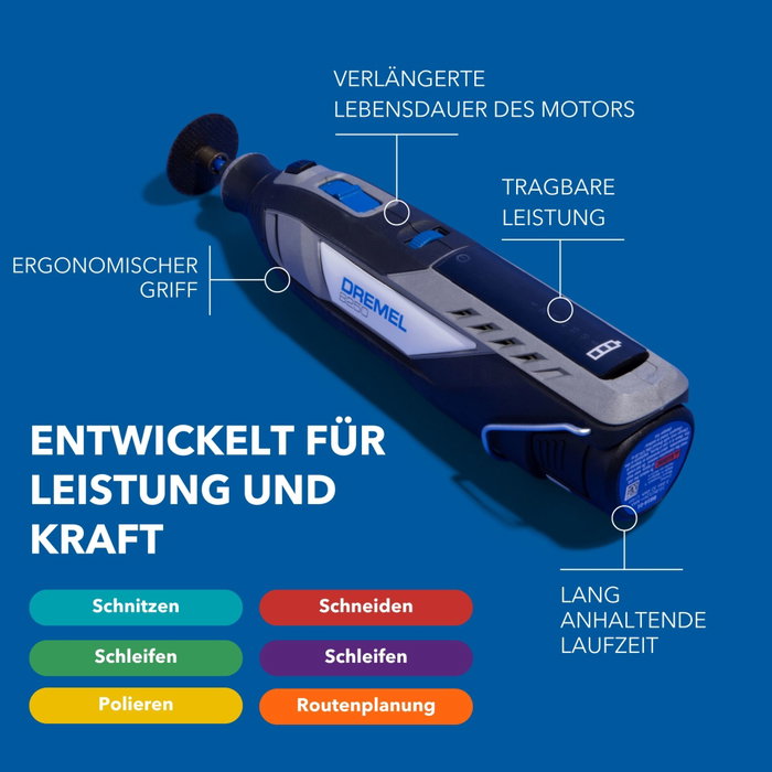 Dremel 8250 - Outil rotatif multifonction sans fil 12V avec moteur Brushless, 65 accessoires, 5 adaptations, 1 batterie 2Ah (5.000 à 30.000 tr/min) extra-robuste