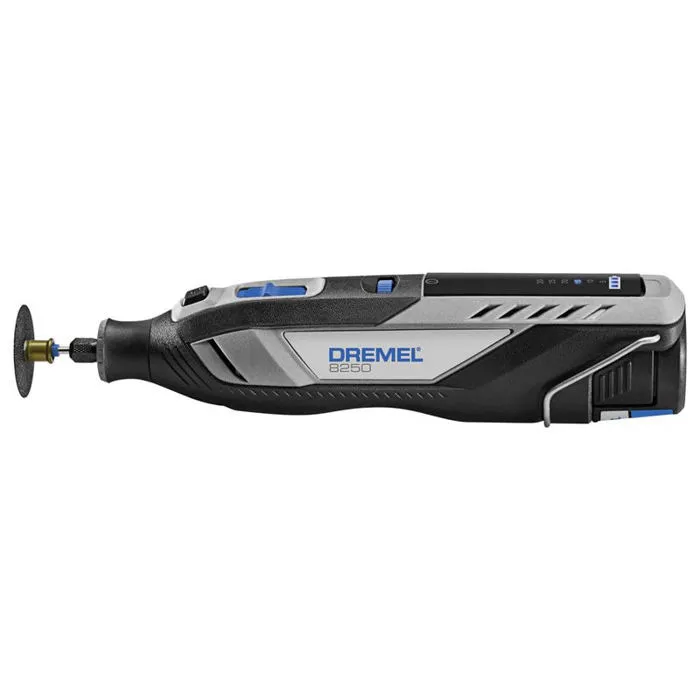 Dremel 8250 Outil rotatif multifonction sans fil 12V avec moteur Brushless, 65 accessoires, 5 adaptations, 1 batterie 2Ah Dremel 8250 Outil rotatif multifonction sans fil 12V avec moteur Brushless, 65 accessoires, 5 adaptations, 1 batterie 2Ah