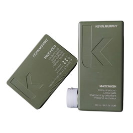 Kevin Murphy - Kit soins capillaires : Shampooing Maxi Wash 250 ml pour hydratation + Cire capillaire Free Hold à la lanoline 100 g pour coiffage, fixation moyenne