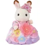 Sylvanian Families 5809 - Les Princesses en Robes à Fleurs - Set de 4 Figurines Articulées: Fille Lapin Chocolat, Chat Persan, Bébé Husky et Biche avec Accessoires
