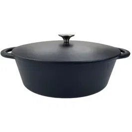 Baumalu Cocotte en Fonte Ovale 33 cm 6L Noir Mat - Compatible Tous Feux (Induction) - Réf. 336408
