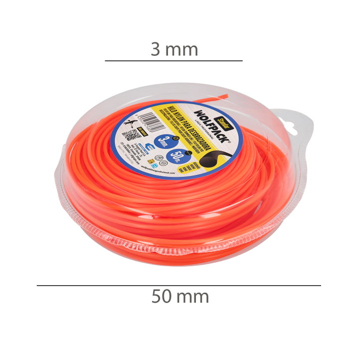 WOLFPACK LINEA PROFESIONAL Fil Nylon Rond 3,0mm (Dispensateur 50m)