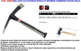 BELLOTA Hache Alcotana 5932/A CF Manche Fibre Carbone 500g 330x39Ø