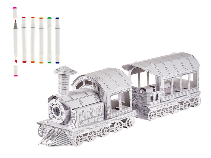 PINCELLO Set de coloriage papier train avec 6 marqueurs