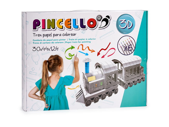 PINCELLO Set de coloriage papier train avec 6 marqueurs