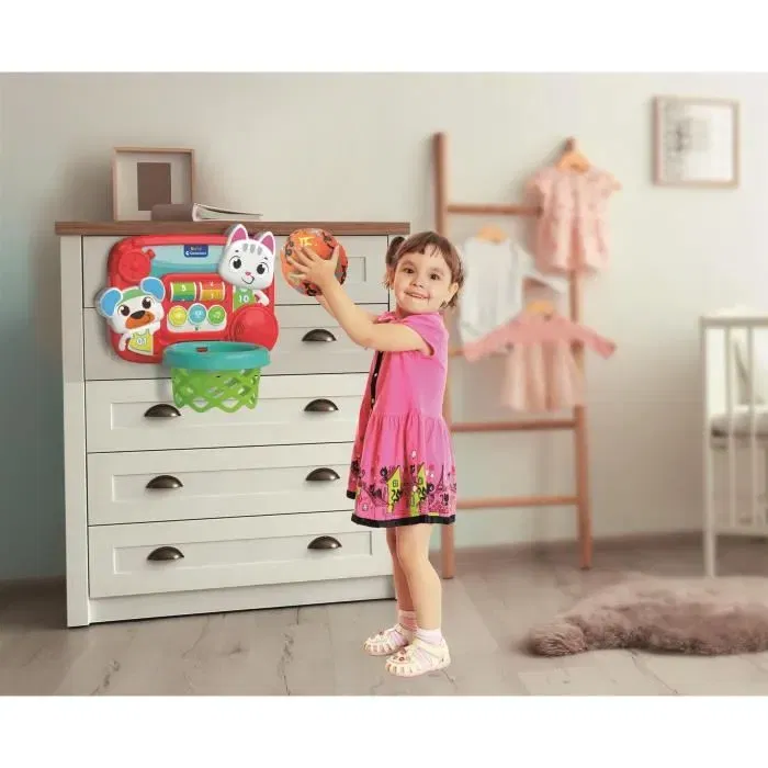 Clementoni - Panier de basket interactif et éducatif ajustable avec balle en tissu lavable - Jeu d'apprentissage des chiffres pour tout-petits