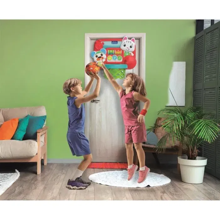 Clementoni - Panier de basket interactif et éducatif ajustable avec balle en tissu lavable - Jeu d'apprentissage des chiffres pour tout-petits