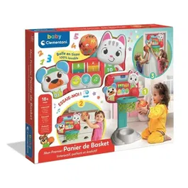 Clementoni - Panier de basket interactif et éducatif ajustable avec balle en tissu lavable - Jeu d'apprentissage des chiffres pour tout-petits