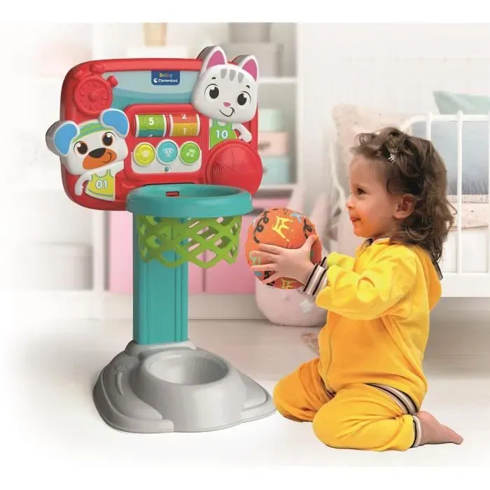 Clementoni - Panier de basket interactif et éducatif ajustable avec balle en tissu lavable - Jeu d'apprentissage des chiffres pour tout-petits