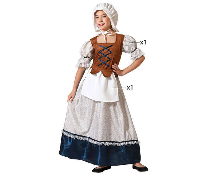 Déguisement Serveuse Médiévale Robe Blanche Enfant Fille 10-12 Ans - Longue avec Tablier Déguisement Serveuse Médiévale Robe Blanche Enfant Fille 10-12 Ans - Longue avec Tablier