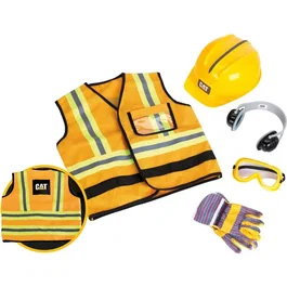 Caterpillar - KLEIN 3224 - Déguisement d'ouvrier de chantier avec casque, lunettes, gants et gilet réfléchissant - Jouet d'imitation bricolage pour enfant dès 3 ans