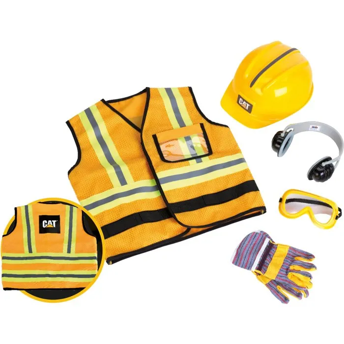 Caterpillar - KLEIN 3224 - Déguisement d'ouvrier de chantier avec casque, lunettes, gants et gilet réfléchissant - Jouet d'imitation bricolage pour enfant dès 3 ans Caterpillar - KLEIN 3224 - Déguisement d'ouvrier de chantier avec casque, lunettes, gants et gilet réfléchissant - Jouet d'imitation bricolage pour enfant dès 3 ans