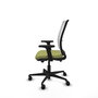 Chaise Haches Synchrone/Traslack tissu Vert olive Maille Blanc Base en nylon noir Accoudoir 2D Sans appui-tête Roulettes 65mm nylon