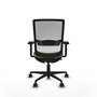 Chaise Haches Synchrone/Traslack tissu Vert olive Maille Blanc Base en nylon noir Accoudoir 2D Sans appui-tête Roulettes 65mm nylon