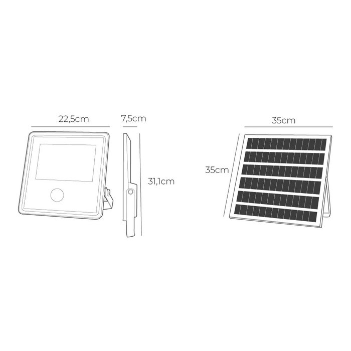 Edm Projecteur LED Solaire 300W 3500lm 6500K avec Capteur de Mouvement IP65 Edm Projecteur LED Solaire 300W 3500lm 6500K avec Capteur de Mouvement IP65