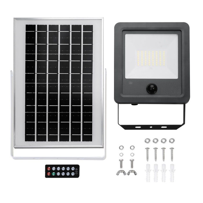 Edm Projecteur LED Solaire 300W 3500lm 6500K avec Capteur de Mouvement IP65 Edm Projecteur LED Solaire 300W 3500lm 6500K avec Capteur de Mouvement IP65