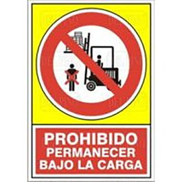 DUVER Signal de sécurité adhésive PROHIBIDO PERMANECER BAJO LA CARGA 148x105 mm