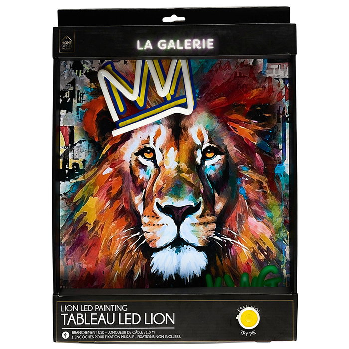 Home Deco Factory Tableau Néon LED Lion 30x40 cm