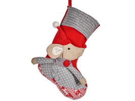 Krist+ Chaussette de Noël Souris Rouge 50 cm (Set de 12)