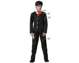 Atosa Costume de Fantôme Noir à Rayures avec Cravate Rouge pour Enfant