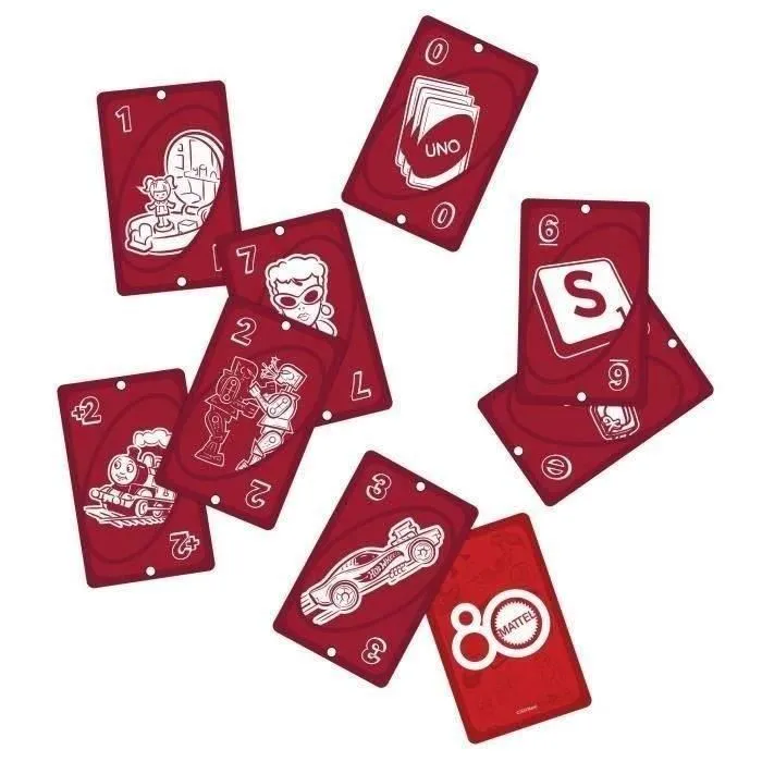 Uno - Jeu de cartes éditions spéciale 80e anniversaire Mattel - UNO JGK30 - Pour toute la famille - Jeu de société à partir de 7 ans