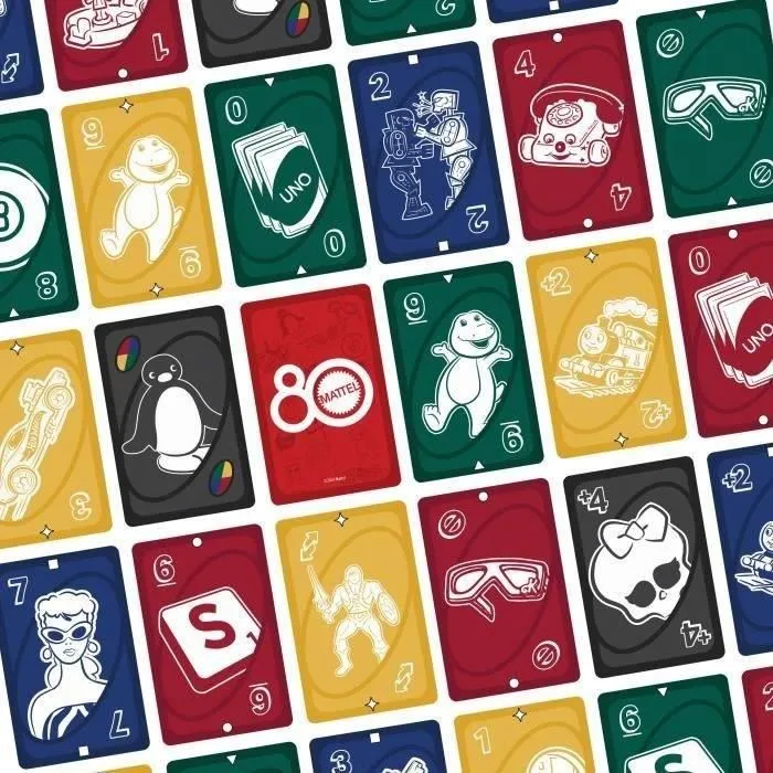Uno - Jeu de cartes éditions spéciale 80e anniversaire Mattel - UNO JGK30 - Pour toute la famille - Jeu de société à partir de 7 ans