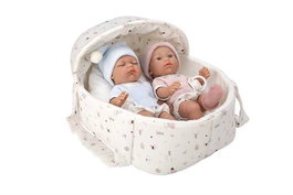 Muñecas Arias - Poupée Elegance de 26 cm, avec capuche et berceau (corps en vinyle), dans sa boîte - Pour enfants de 3 ans et plus
