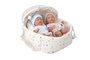 Muñecas Arias - Poupée Elegance de 26 cm, avec capuche et berceau (corps en vinyle), dans sa boîte - Pour enfants de 3 ans et plus