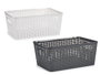 Kipit Panier Multiusage avec Anse Tressé 28.5x22x35 cm Plastique Blanc Gris (Set de 12)