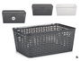 Kipit Panier Multiusage avec Anse Tressé 28.5x22x35 cm Plastique Blanc Gris (Set de 12)