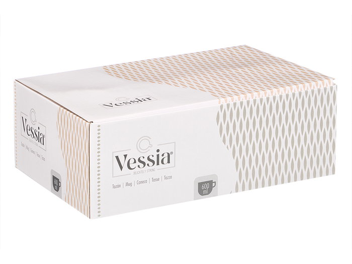 Vessia Bol Petit-déjeuner Assorti 2 Couleurs Claires 600ml Céramique 15x11x11cm (Set de 24)