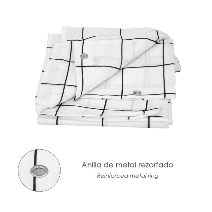 ORYX Rideau de douche à carreaux 180x200 cm imperméable noir et blanc