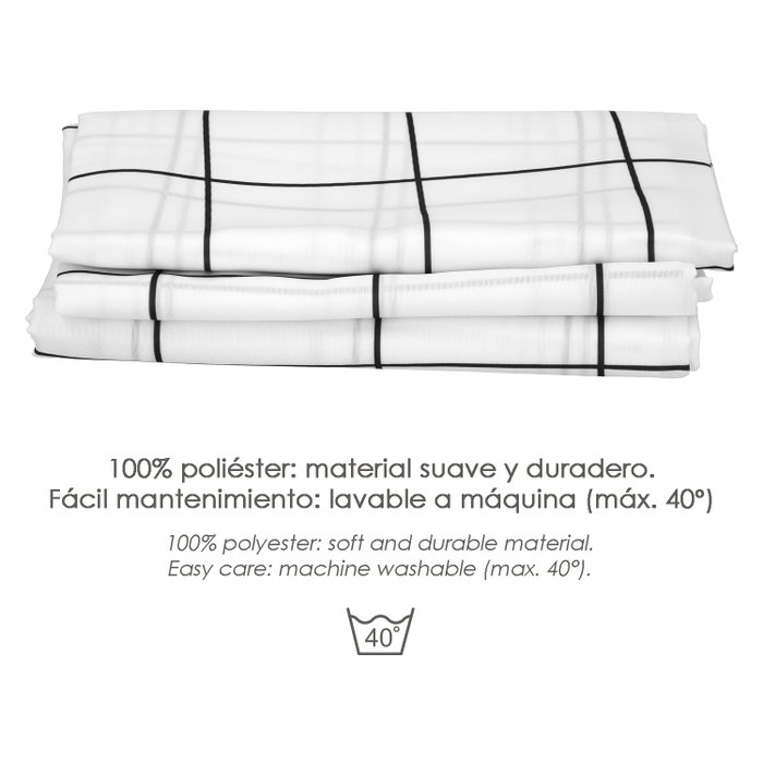 ORYX Rideau de douche à carreaux 180x200 cm imperméable noir et blanc