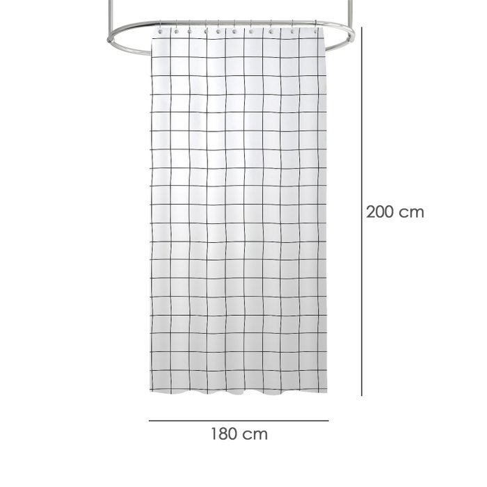 ORYX Rideau de douche à carreaux 180x200 cm imperméable noir et blanc